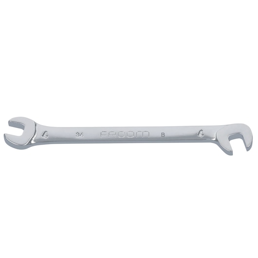 Facom 34_4 open-end wrench side view, silver finish, photography on white background.