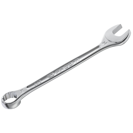 Facom 440_11_32 combination wrench, chrome finish, size markings, angled view on white background.