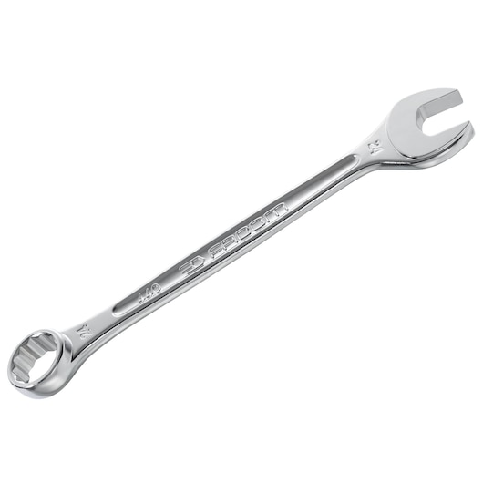 Facom 440.9/16 combination wrench, silver, angled view, photography of hand tool on white background.