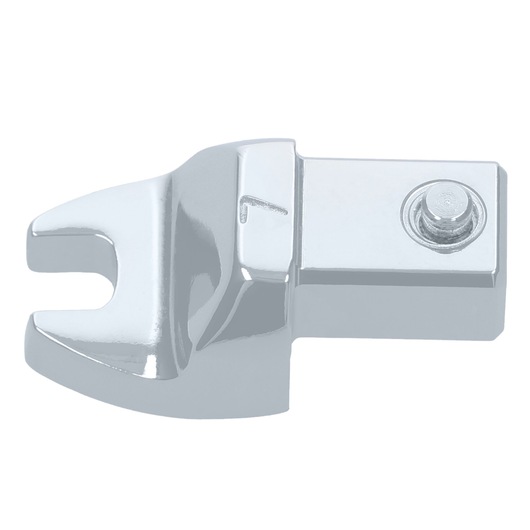 Facom 10_7 open-end wrench head adapter, chrome finish, product side view on white background.