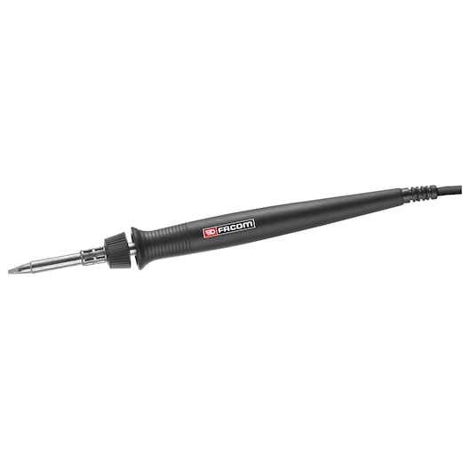 Facom soldering iron, black handle, metal tip, side angle, SKU 1003B68E, on white background.