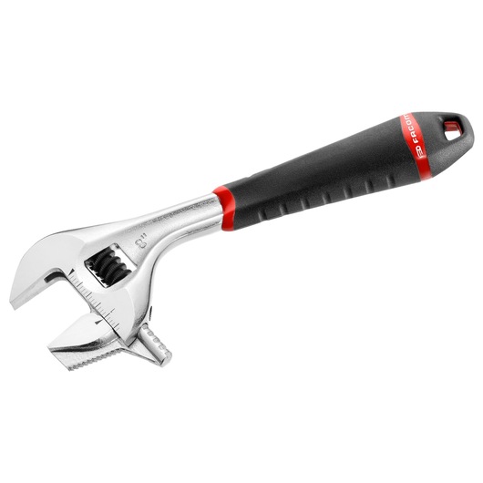 Facom adjustable wrench with black and red handle, side view, SKU 101_10GR.