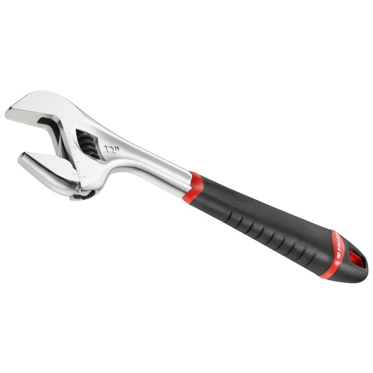 Facom 101_15G adjustable wrench with black and red ergonomic handle, side angle on white background.
