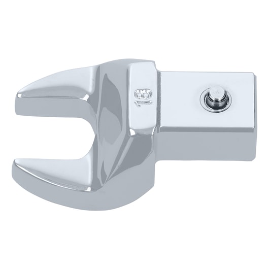 Facom open-end wrench head, chrome finish, SKU 11_18, product photography, top angle.