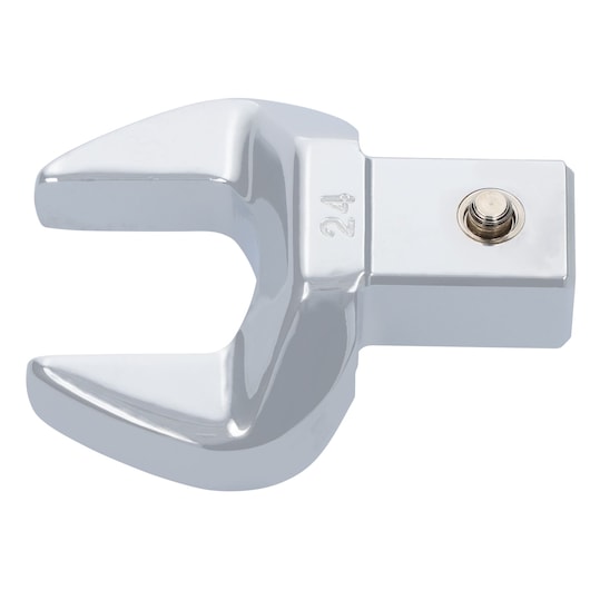 Facom 24 mm open-end wrench head, chrome finish, SKU 11_24, product photography, top view, white background.