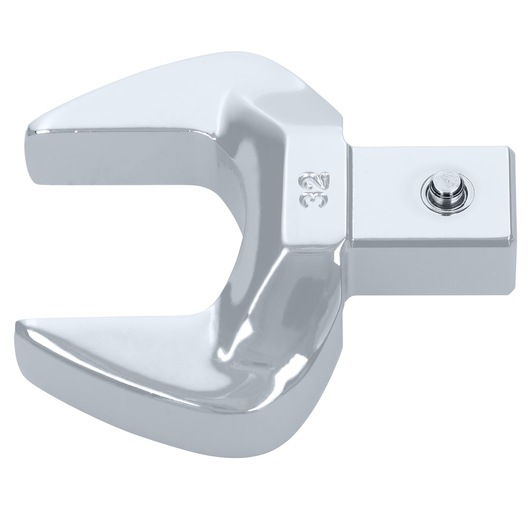 Facom 11_32 chrome open-end crowfoot wrench head, 32 mm size, top view on white background.