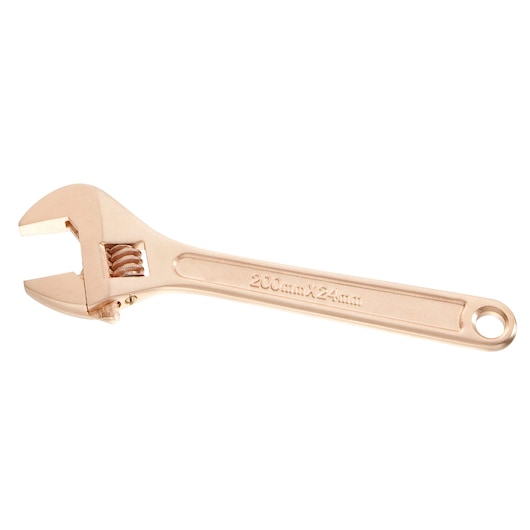 Facom 113A_8SR adjustable bronze finish wrench, 200mm length, left side, white background.