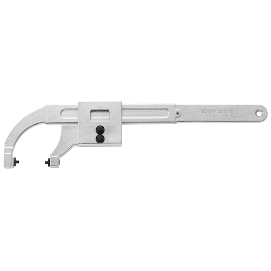 Facom adjustable hook spanner silver tool, SKU 11650, side view on white background.