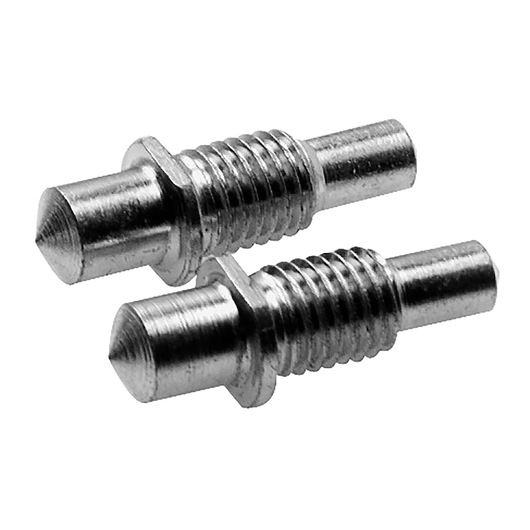 Facom 117E4 photography of two metal threaded guide pins, side view on white background.