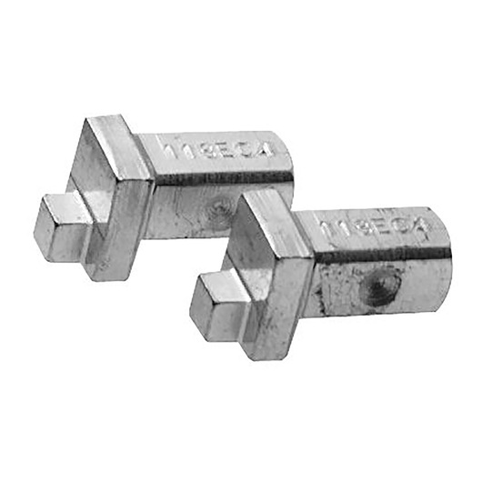 Facom 118_EC4 square metal socket adaptors side view, silver finish, on white background.