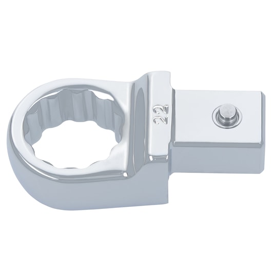 Facom 13_22 chrome finish socket adapter, box-end design, shown on white background, straight angle.
