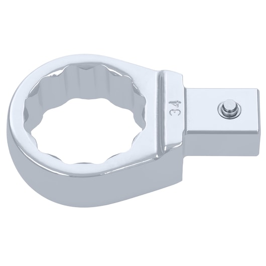 Facom 13_34 chrome finish box end wrench head, photography, top angle.
