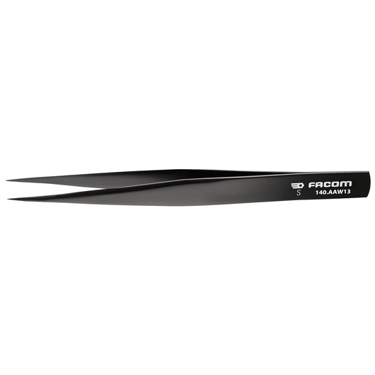 Tweezers anti reflection black carbon steel straight nose