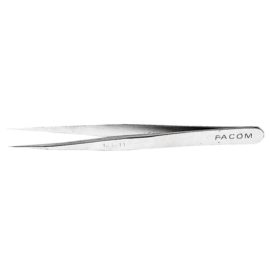 Facom stainless steel precision tweezers, SKU 14111, side angle on white background.