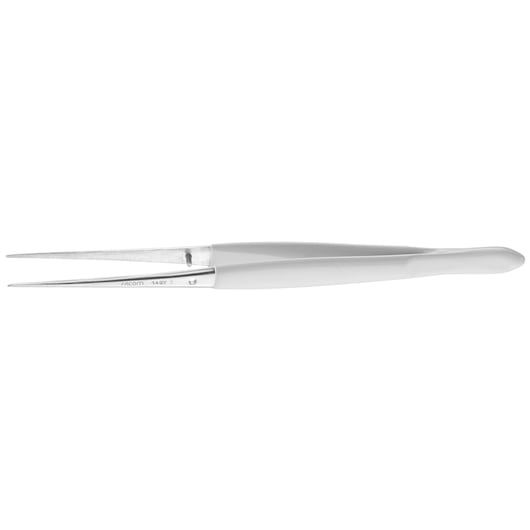 Facom 149_Y long nose pliers with smooth jaws, silver finish, side view on white background.