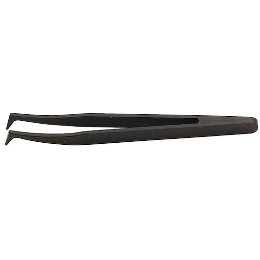 Facom black angled tip tweezer 150_P11, side view on white background.