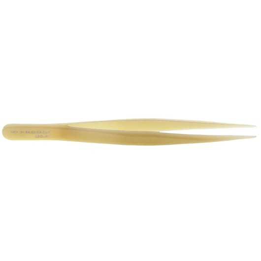 Facom 150P1 yellow plastic tweezers, side view, tool category, white background.