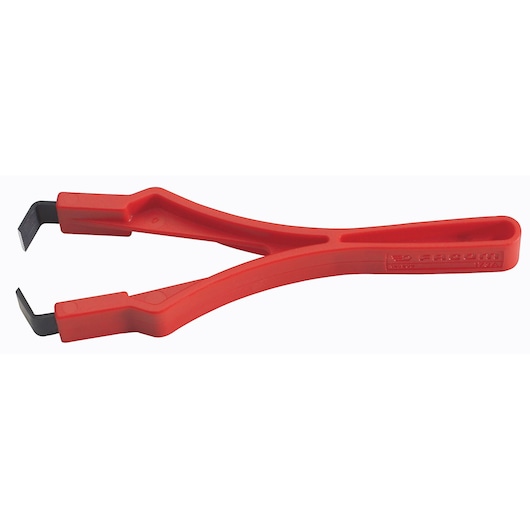 Facom 173A red hose clamp pliers with angled black jaws, side view on white background.