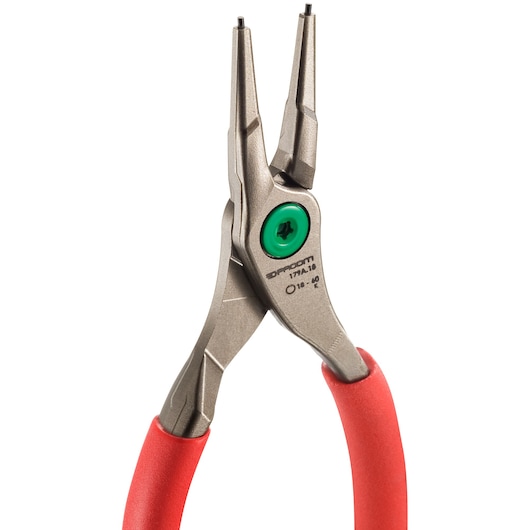 Facom 179A23 precision circlip pliers with red handles, front angle on white background.