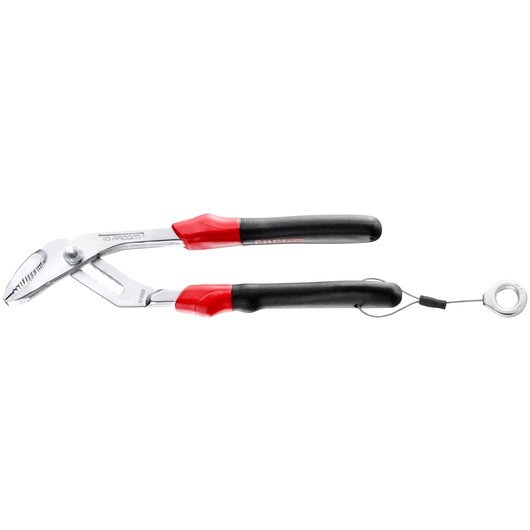 Facom 180_CPESLS adjustable pliers with black and red handles, side view, attached safety loop.