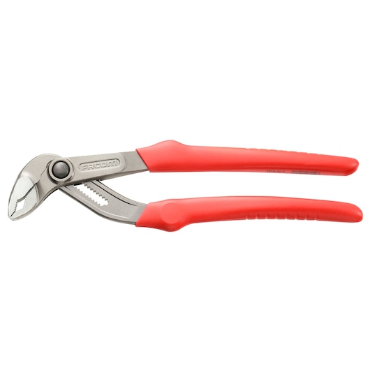 Facom water pump pliers 181A_30G with red handles, angled jaw, side view on white background.