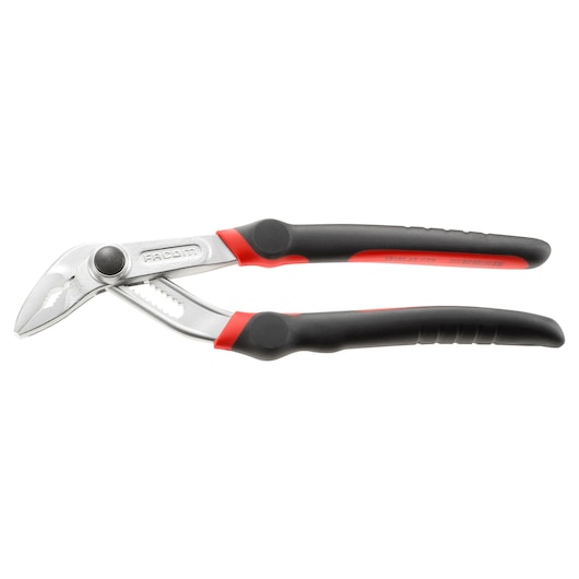 Facom 181EF_25CPE water pump pliers with black and red ergonomic handles, side view, white background.