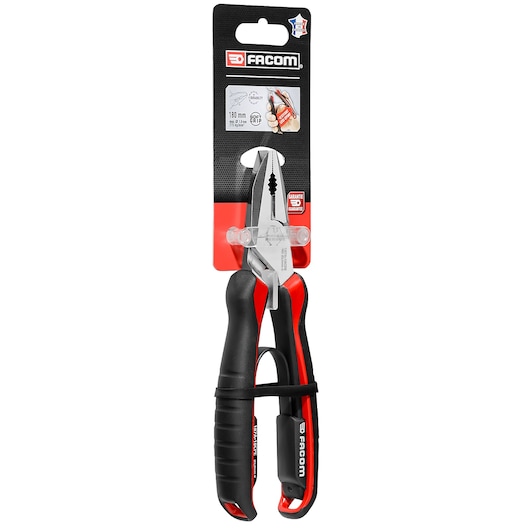 Facom combination pliers with red and black handles, product 187A_18CPEPB, front view on white background.