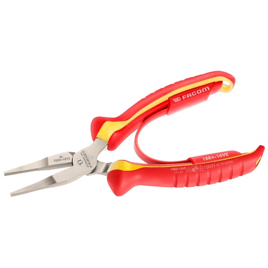 VDE flat nose pliers, 160 mm