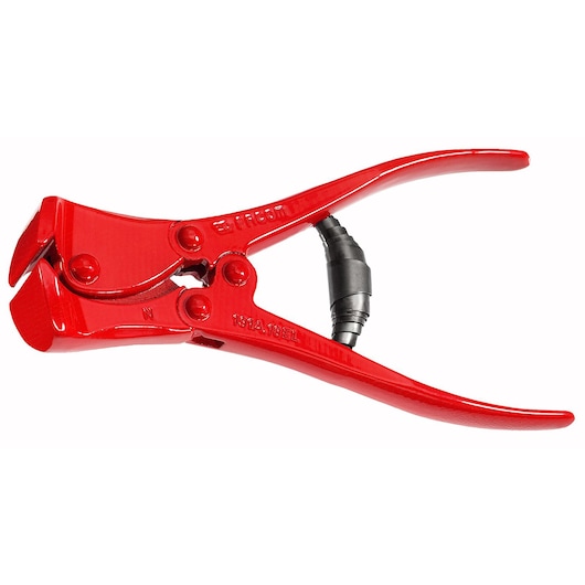 Facom 191A_22EL red hose clamp pliers with spring, side angle on white background.