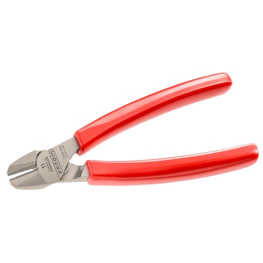 Facom 192A16G diagonal cutting pliers with red handles, side view on white background.