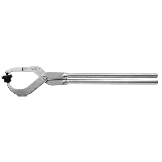 Facom 196KS silver hose clamp pliers with dual handles and adjustable jaw, side view on white background.
