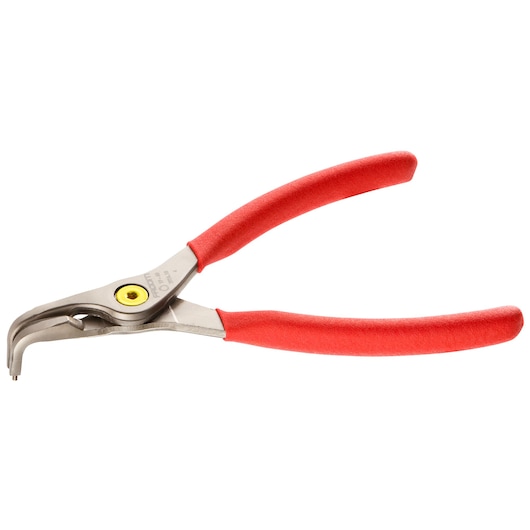 Facom 197A32 angled circlip pliers with red handles, side view on white background.