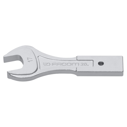 Facom 20_17 open-end wrench with squared handle, silver, product photo on white background.