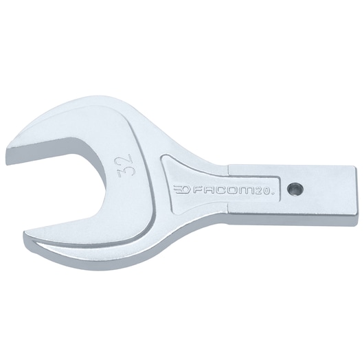 Facom 20_32 open-end spanner head, silver, side angle, for mechanical work.