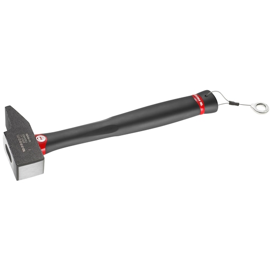 Facom black and red safety sledge hammer with lanyard, side angle, SKU 200C_30SLS.