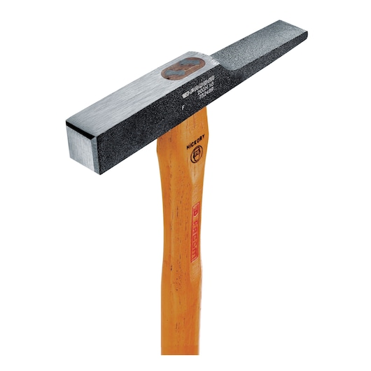 Photo of Facom 203H_18 engineer’s hammer with hickory wood handle, shown at an angle on white background.
