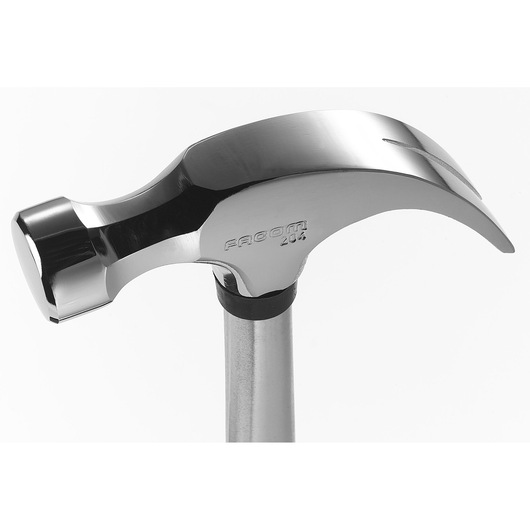 Photo of Facom 204 claw hammer with polished steel head, side angle on white background.