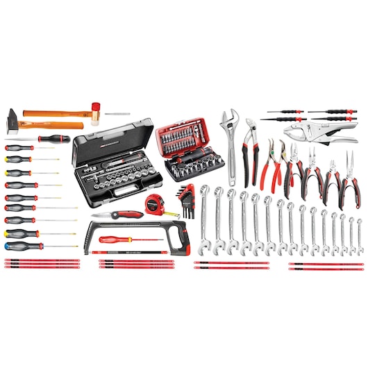 Facom 2050_M110-A photography of assorted hand tools including screwdrivers, pliers, wrenches, and tool sets.