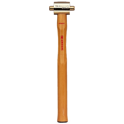 Facom 208A25A machinist hammer with wooden handle, front view on white background.