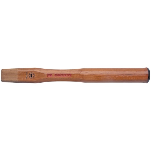 Facom wooden hammer handle with logo, SKU 210MHB05, photography, side view on white background.