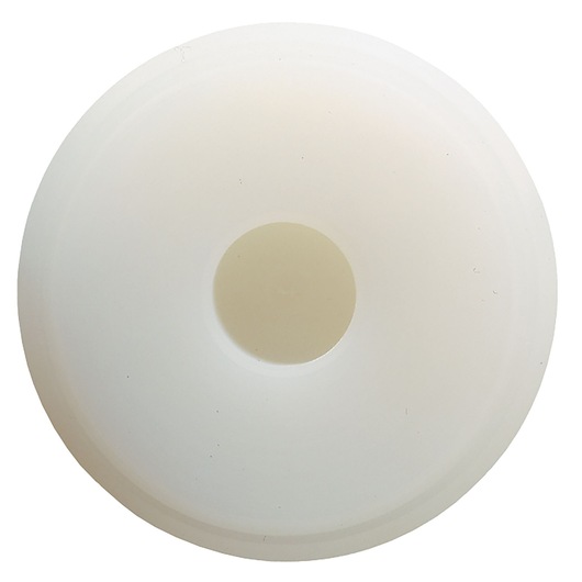 Facom 212.E60 white plastic round disc with central hole, top view, photography.