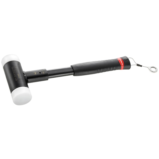 Facom 212A_40SLS black mallet with white ends and ergonomic handle, photographed from side angle on white background.
