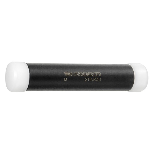 Facom black cylindrical mallet with white nylon faces, SKU 214_R25, side angle on white background.