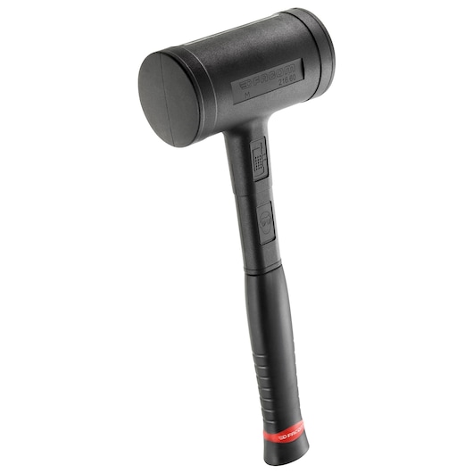 Facom 21660 black rubber mallet with textured handle, side view on white background.
