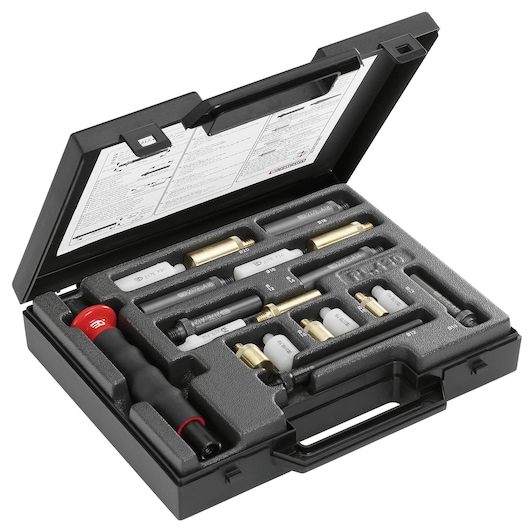 Facom 217_GJ1 automotive tool set in black hard case, foam insert, multiple precision tools, angled view.