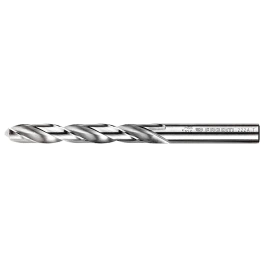 Facom 222A_T10 metal twist drill bit, silver finish, side view on white background.