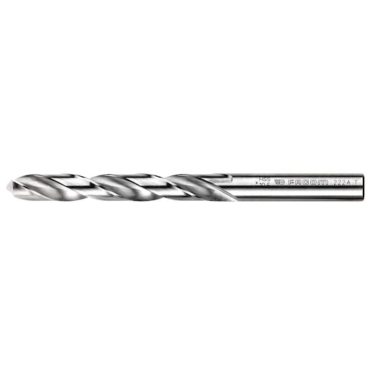 Facom 222A_T12_5 high-speed steel twist drill bit, silver, side view on white background.
