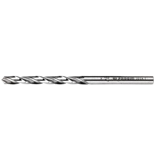 Photo of Facom metal twist drill bit, silver color, side angle, SKU 222A_T2.
