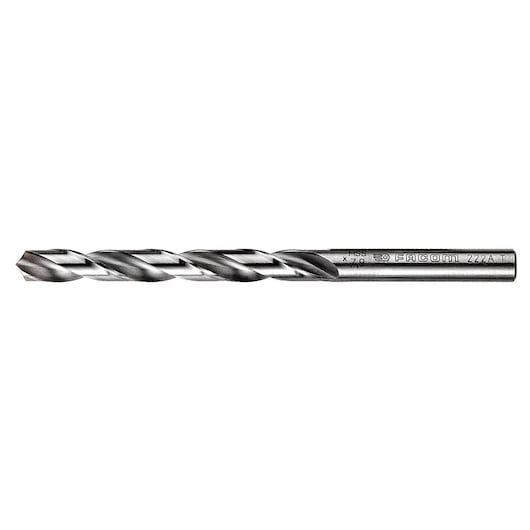Facom 222A_T8_5 metal twist drill bit, side angle, silver finish, visible engraved branding, on white background.