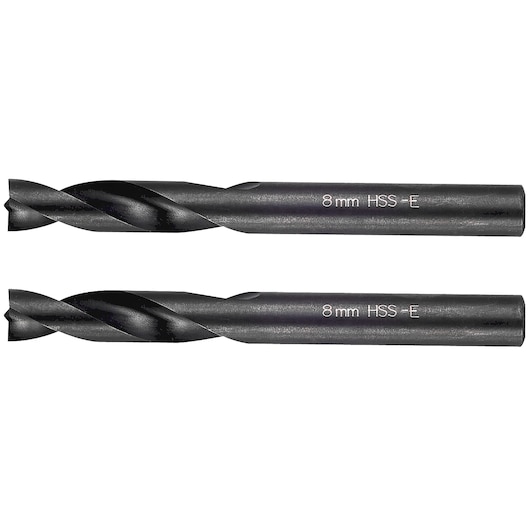 Facom 225.10J2 set of two 8mm HSS-E drill bits, side view on white background.